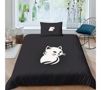 GAOYUCHUN Black And White Cat Duvet Cover 3 PCS Hotel Quality Quilt Cover Bedding Sets Bed Covers with Pillowcases with Zipper Closure Ultra Soft Anti Allergic Microfiber Single（135x200cm）