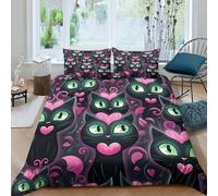 GAOYUCHUN Black Cat Duvet Cover 3 PCS Hotel Quality Quilt Cover Bedding Set Bed Covers with Pillowcases with Zipper Closure Hypoallergenic Soft Breathable Microfiber King（220x240cm）