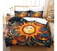 GAOYUCHUN Bohemian Sun 3D Printed Duvet Cover Microfibre Soft Quilt Covers Bedding Sets with Pillowcase Easy Care Comforter Cover Hidden Zipper for Kids Boys Girls Double（200x200cm）