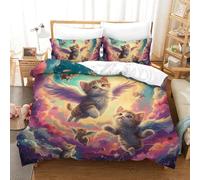 GAOYUCHUN Cat 3D Printed Quilt Cover 3 Pieces Bed Duvet Set Soft Easy Care with Zipper Closure，Pillowcases for Kids Girls Boys Adults Bedroom Double（200x200cm）