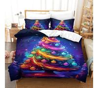 GAOYUCHUN Christmas Tree Duvet Cover 3 PCS Hotel Quality Quilt Cover Bed Sets Bed Covers with Pillowcases with Zipper Closure Hypoallergenic Soft Breathable Microfiber Super King（260x220cm）