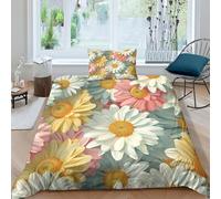GAOYUCHUN Daisy Duvet Cover Sets 3 PCS Hotel Quality Quilt Cover Bed Sets Bed Covers with Pillowcases with Zipper Closure Ultra Soft Hypoallergenic Microfiber Single（135x200cm）