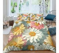 GAOYUCHUN Daisy3 Pieces Duvet Cover,3D Printed Bedding Set,Pillowcases,Microfiber Quilt Cover Easy Care Anti-Allergic Soft And Smooth for Kid Teens Boys And Girls Man Double(200x200cm)