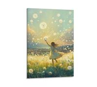 GAOYUCHUN Dandelion Canvas for Home Decor Modern Framed Picture Artworks Decorative for Bathroom Living Room Bedroom Canvas Wall Art Ready to Hang 12x18inch(30x45cm)