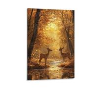 GAOYUCHUN Deer in An Autumn Forest Canvas for Home Decor Modern Framed Picture Artworks Decorative Wall Decor Paintings Canvas Wall Art Ready to Hang 16x24inch(40x60cm)