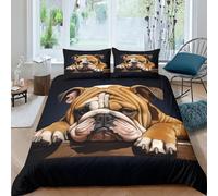 GAOYUCHUN English Bulldog 3D Printed Duvet Cover Microfibre Soft Quilt Covers Bedding Sets with Pillowcase Easy Care Comforter Cover Hidden Zipper for Kids Boys Girls Double(200x200cm)
