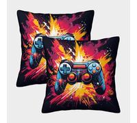 GAOYUCHUN Game Console Cushion Cover 2 Pack Decorative Machine Washable Pillowcases Square Cushions with Invisible Zipper Cushion Covers for Living Room Sofa Couch Bed Throw Pillow Cases 45x45cm