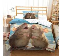 GAOYUCHUN Happy Rat Duvet Cover Set 2 PCS Hotel Quality Quilt Cover Bedding Sets Bed Covers with Pillowcases with Zipper Closure Ultra Soft Hypoallergenic Microfiber Single（135x200cm）