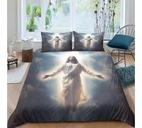 GAOYUCHUN Jesus 3D Printed Duvet Cover Set 3 Pcs Bedding Set,Soft,Pillowcases, Quilt Cover Easy Care Anti-Allergic And Smooth for Kid Teens Boys And Girls Man Double（200x200cm）