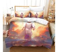 GAOYUCHUN Jesus Duvet Cover Sets 3 PCS Hotel Quality Quilt Cover Bedding Bed Covers with Pillowcases with Zipper Closure Ultra Soft Hypoallergenic Microfiber Double（200x200cm）