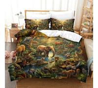 GAOYUCHUN Jungle Animals 3D Printed Duvet Cover Set 3 Pieces Bedroom Bed Bedding Set Soft Easy Care with Zipper Closure,Pillowcases for Kids Girls Boys Adults Bedroom King(220x240cm)