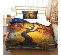 GAOYUCHUN Life Tree Duvet Cover 2 PCS Hotel Quality Quilt Cover Bedding Set Bed Covers with Pillowcases with Zipper Closure Ultra Soft Anti Allergic Microfiber Single(135x200cm)
