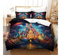 GAOYUCHUN Magic Castle 3D Printed Duvet Cover Set 3 Pcs Bedding SetDuvet Quilt Cover-Easy Care Anti-Allergic Soft And Smooth With Pillow Cases for Kid Teens Boys And Girls Man Single（140x200cm）