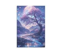 GAOYUCHUN Moon Is Shining Brightly Canvas for Home Decor Modern Bathroom Office Wall Decor Paintings Canvas Wall Art Ready to Hang 16x24inch(40x60cm)