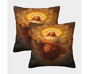 GAOYUCHUN Mythical Jesus Cushion Cover 2 Pack Soft Decorative Machine Washable Pillowcases Square Cushions with Invisible Zipper Cushion Covers for Outdoor Home Bed Decor Throw Pillow Cases 50x50cm