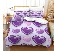 GAOYUCHUN Purple Hearts Duvet Cover Sets 3 PCS Hotel Quality Quilt Cover Bedding Sets Bed Covers with Pillowcases with Zipper Closure Breathable Stylish Comforter Double（200x200cm）