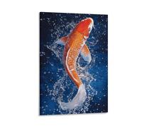 GAOYUCHUN Red Koi Carp Leaping Out Canvas for Home Decor Home Decor for Bathroom Living Room Bedroom Canvas Wall Art Ready to Hang 08x12inch(20x30cm)