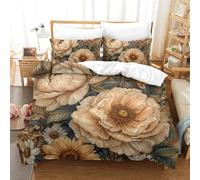 GAOYUCHUN Rustic Cottage Garden Flowers Duvet Cover Sets 3 PCS Hotel Quality Quilt Cover Bed Sets Bed Covers with Pillowcases with Zipper Closure Ultra Soft Anti Allergic Microfiber King（220x240cm）