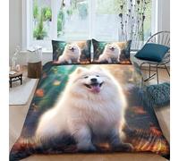 GAOYUCHUN Samoyed 3D Printed Duvet Cover Set Bedding Set,Soft Microfiber Pillowcases,Hidden Zipper Quilt Cover Easy Care Comforter Cover for Kids Boys Girls Teens King（220x240cm）