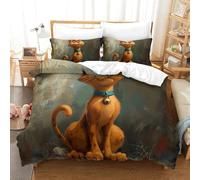 GAOYUCHUN Scooby Doo Cat 3D Printed Comforter Cover Set Duvet Cover Bedding Set for Kids Teens Boys Room Decor Microfiber Quilt Cover 3 Pcs with Pillow Case Hidden Zipper Double(200x200cm)