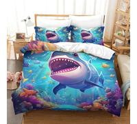 GAOYUCHUN Shark 3D Printed Duvet Cover Set 3 Pieces Bedspread Soft Microfiber with Zipper Closure,Pillowcases for Teens And Adults King(220x240cm)