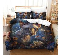 GAOYUCHUN Whimsical Sphynx Cat Duvet Cover Sets 3 PCS Hotel Quality Quilt Cover Bed Sets Bed Covers with Pillowcases with Zipper Closure Breathable Stylish Comforter Double（200x200cm）