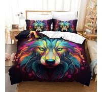 GAOYUCHUN Wolf 3D Printed Quilt Cover 3 Pieces Bedroom Bed Bedding Set Soft Microfiber with Zipper Closure，Pillowcases for Kids Girls Boys Adults Bedroom King（220x240cm）