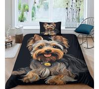 GAOYUCHUN Yorkshire Terrier Duvet Cover Set 3 PCS Hotel Quality Quilt Cover Bedding Set Bed Covers with Pillowcases with Zipper Closure Breathable Stylish Comforter Single（135x200cm）