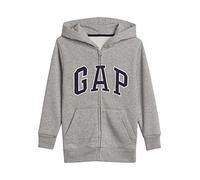 GAP Boys' Logo Hoodie Hooded Full Zip Sweatshirt, Light Heather Grey, XL