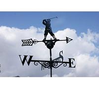 GAP GARDEN PRODUCTS - Golfer (Golf) Design Weathervane. Solid Metal Construction and Coated in a Durable Black Finish