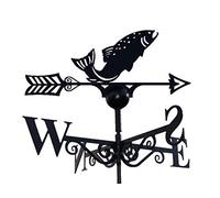 GAP GARDEN PRODUCTS - Salmon (Fish) Design Weathervane. Solid Metal Construction and Coated in a Durable Black Finish