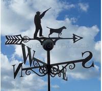 GAP GARDEN PRODUCTS - Shooting Scene (Gundog/Gun up) Design Weathervane. Solid Metal Construction and Coated in a Durable Black Finish