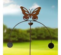 GAP GARDEN PRODUCTS - Solid Metal Rustic finish Garden Wind Spinner/Rocker with a Butterfly design. Double rocker (Bare metal and will rust natuarally)