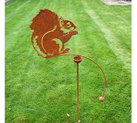 GAP GARDEN PRODUCTS - Solid Metal Rustic finish Garden Wind Spinner/Rocker with a Squirrel design on a Single arm (Bare metal and will rust natuarally)