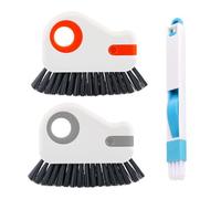 Gap Groove Brush Set, 2pcs Window Track Brush with Dustpan Brush Hard Bristle Crevice Cleaning Brush with Hidden Scraper Track Cleaner Brush for Sliding Window Door Track(Grey & Orange)