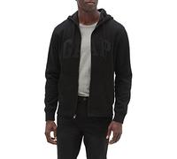 GAP Men's Logo Heritage Hoodie Hooded Full Zip Sweatshirt, True Black, S