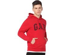 GAP Men's Logo Fleece Hoodie Hooded Sweatshirt, Crimson Red, L