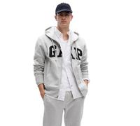 GAP Men's Logo Heritage Hoodie Hooded Full Zip Sweatshirt, Light Heather Grey, L
