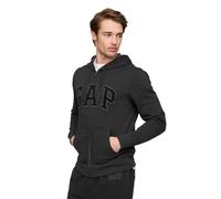 GAP Men's Logo Heritage Hoodie Hooded Full Zip Sweatshirt, New Charcoal Grey, XL