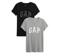 GAP Women's 2-Pack Classic Logo Tee T-Shirt, Heather Grey Black, S