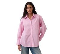 GAP Women's Embroidered Oversized Shirt, Pink White Stripe, XL
