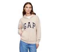 GAP Women's Logo Hoodie Hooded Full Zip Sweatshirt, Chino, Medium