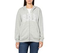 GAP Women's Logo Hoodie Hooded Full Zip Sweatshirt, Grey White Marl, Medium