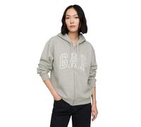 GAP Women's Logo Hoodie Hooded Full Zip Sweatshirt, Grey White Marl, S