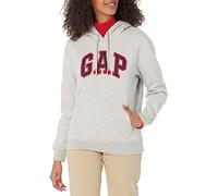 GAP Women's Logo Hoodie Hooded Full Zip Sweatshirt, Light Heather Grey, Large