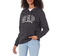 GAP Women's Logo Hoodie Hooded Pull-on Sweatshirt, Dark Grey Mottled, L