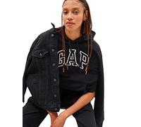 GAP Women's Logo Hoodie Hooded Pull-on Sweatshirt, True Black, S