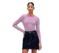 GAP Women's Long Sleeve Essential Ribbed Top, Bright Fuchsia, XL