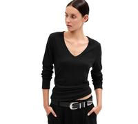 GAP Women's Long Sleeve Favorite V-Neck T-Shirt, True Black, XL