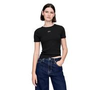 Gap Women's Ribbed Crewneck Tee T-Shirt, Black, XXL